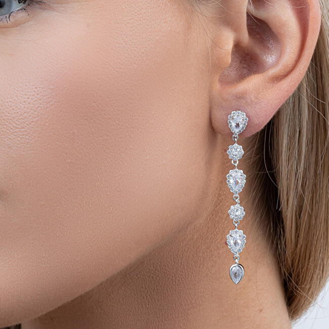 AGAIN Jewelry Luxusní dlouhé náušnice s kubickými zirkony AJNS0057