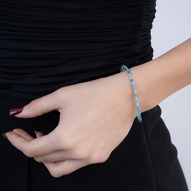 AGAIN Jewelry Minerálny náramok z apatitu AJKNR011 strieborná , tyrkysová