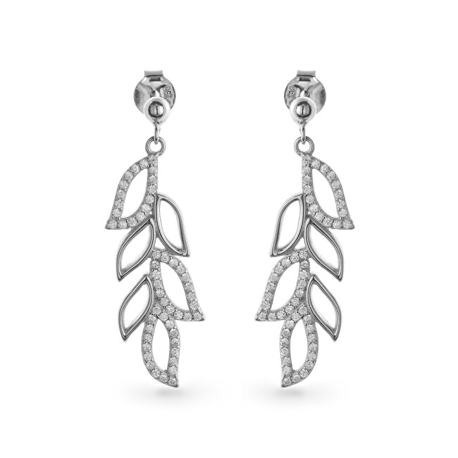 AGAIN Jewelry Něžné stříbrné visací náušnice se zirkony AJNS0023