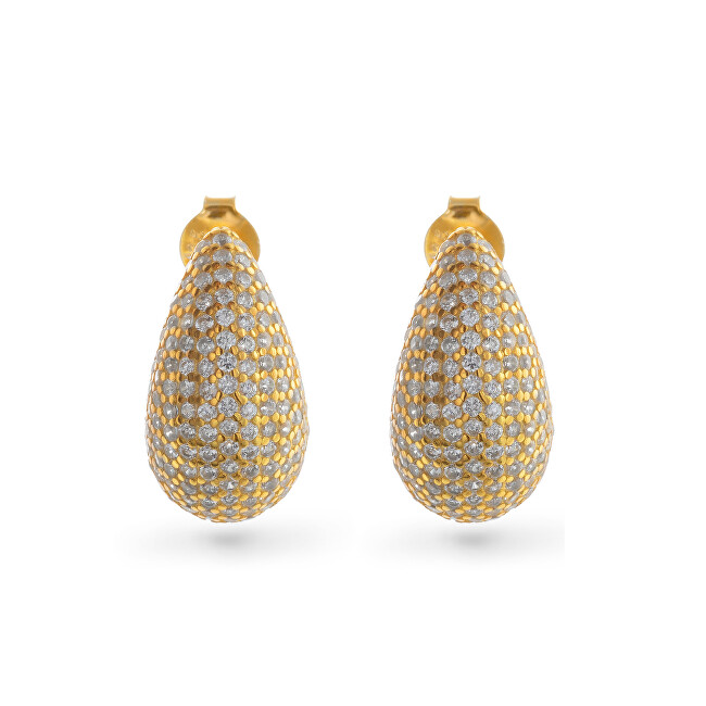 AGAIN Jewelry Pozlacené náušnice s kubickými zirkony Tear Drop AJNS0060