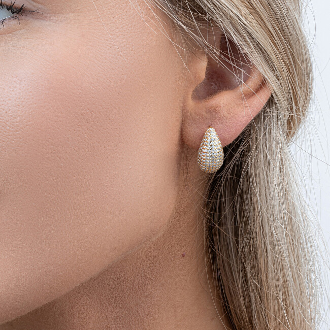 AGAIN Jewelry Pozlacené náušnice s kubickými zirkony Tear Drop AJNS0060