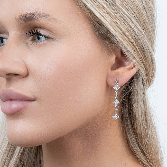 AGAIN Jewelry Překrásné visací stříbrné náušnice s čirými zirkony AJNS0019