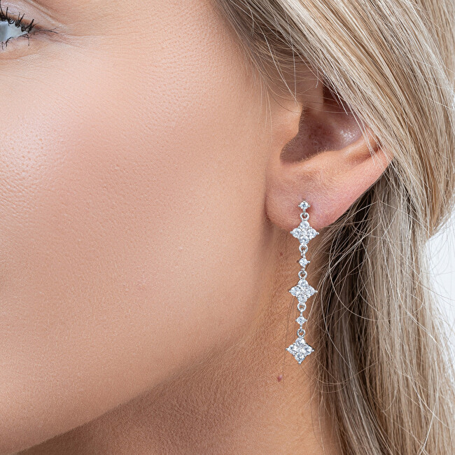 AGAIN Jewelry Překrásné visací stříbrné náušnice s čirými zirkony AJNS0019