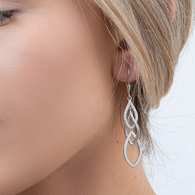 AGAIN Jewelry Propracované dlouhé náušnice s kubickými zirkony AJNS0061