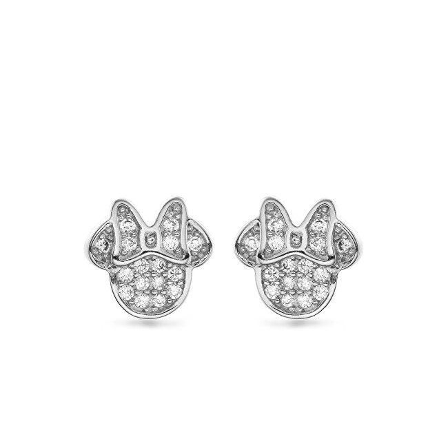 AGAIN Jewelry Strieborné náušnice Minnie Mouse s kubickými zirkónmi AJNS0039 číra, strieborná