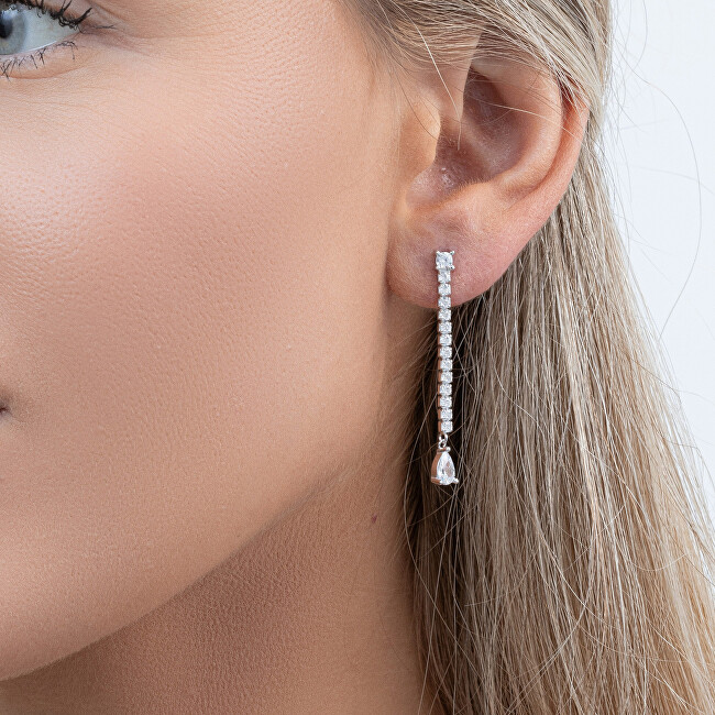 AGAIN Jewelry Stříbrné visací náušnice s kubickými zirkony AJNS0024