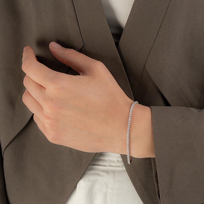 AGAIN Jewelry Tenisový strieborný náramok s kubickými zirkónmi AJNR0001 číra, strieborná