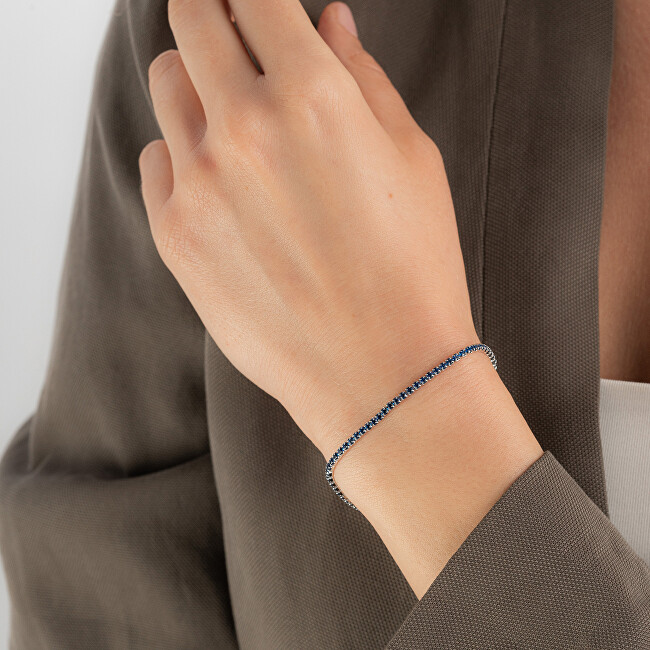 AGAIN Jewelry Tenisový stříbrný náramek s modrými kubickými zirkony AJNR0002