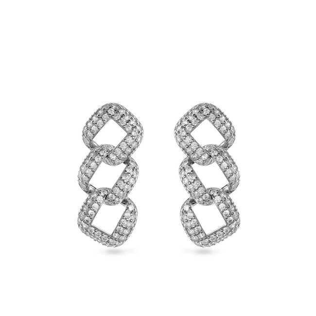 AGAIN Jewelry Visací stříbrné náušnice s kubickými zirkony AJNS0058