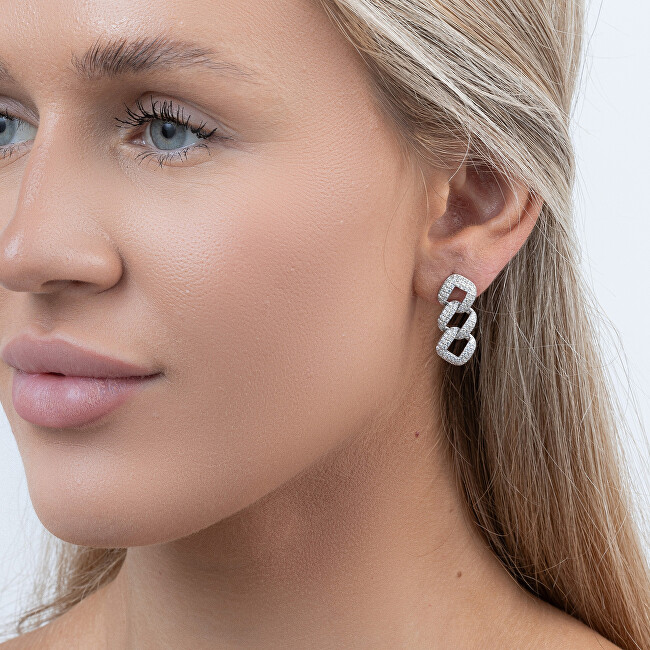 AGAIN Jewelry Visací stříbrné náušnice s kubickými zirkony AJNS0058