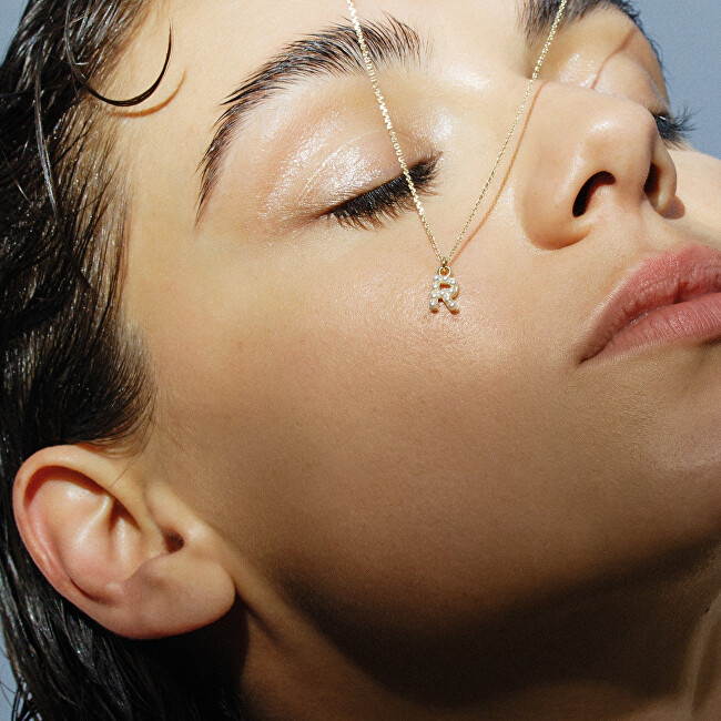 Alisia Pozlacený náhrdelník se Swarovski perličkami "R" AL4258.01.918