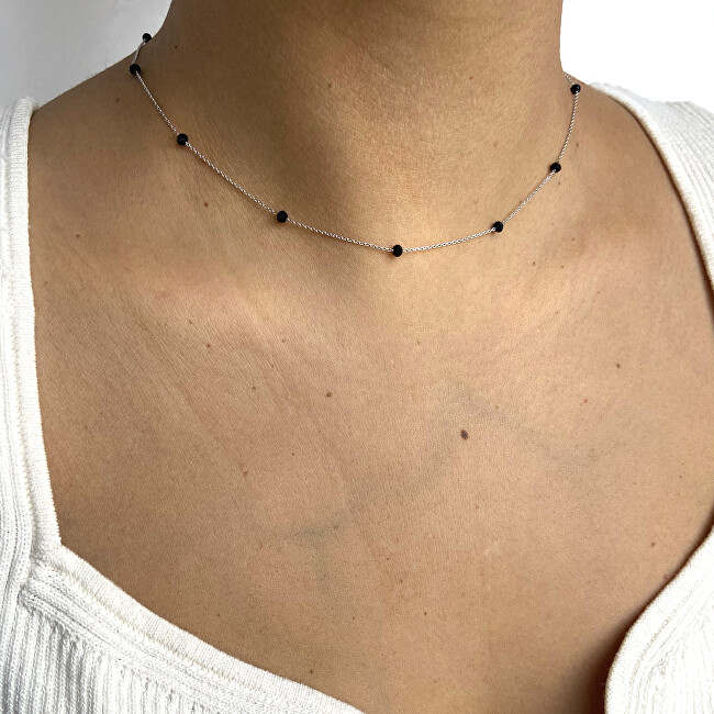 Alisia Nádherný stříbrný náhrdelník s černými krystaly AL880-Argento-Nero
