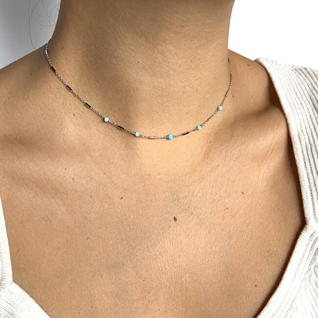 Alisia Něžný stříbrný náhrdelník s tyrkysem AL3243-Argento-Turchese