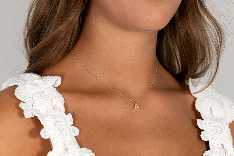 Alisia Pozlacený náhrdelník se Swarovski perličkami "A" AL4258.01.901