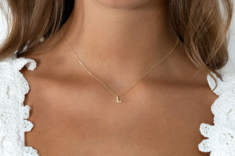 Alisia Pozlacený náhrdelník se Swarovski perličkami "L" AL4258.01.912