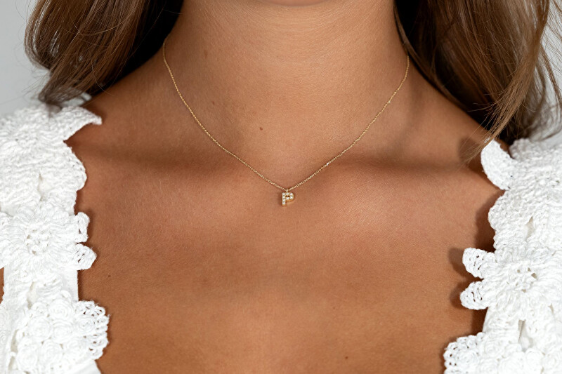 Alisia Pozlacený náhrdelník se Swarovski perličkami "P" AL4258.01.916