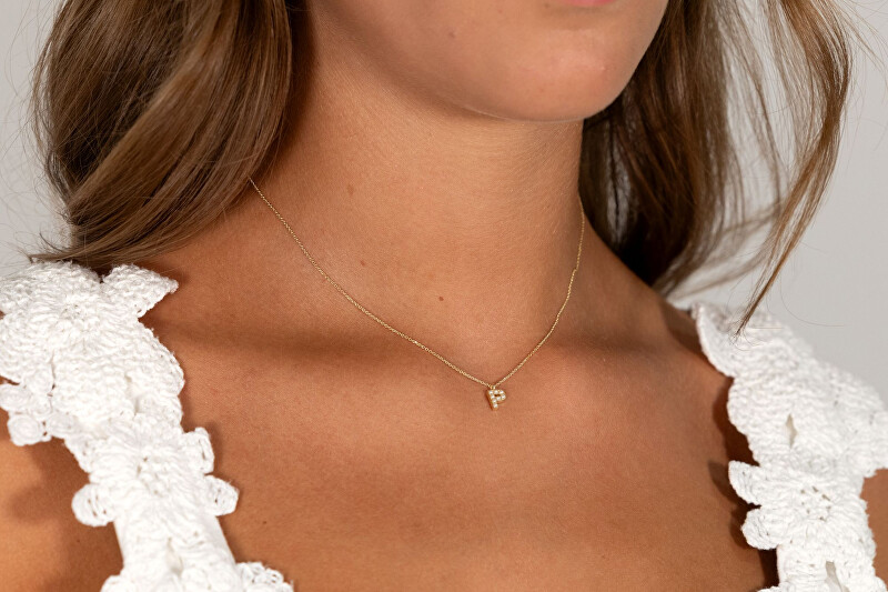 Alisia Pozlacený náhrdelník se Swarovski perličkami "P" AL4258.01.916