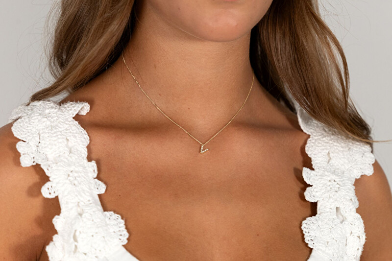 Alisia Pozlacený náhrdelník se Swarovski perličkami "V" AL4258.01.922
