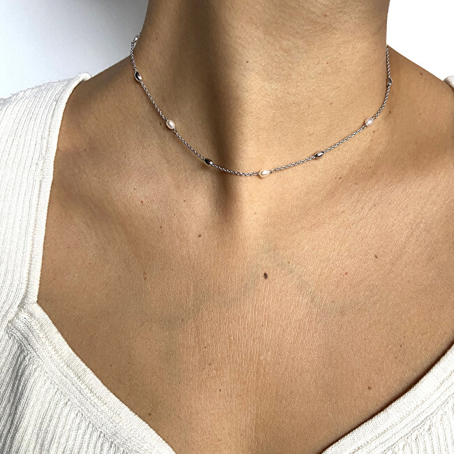 Alisia Půvabný stříbrný náhrdelník s říčními perlami AL4133-Argento