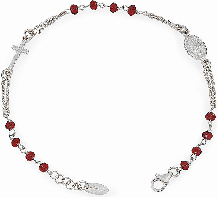 Amen Elegantní stříbrný náramek s krystaly Rosary BROBR3
