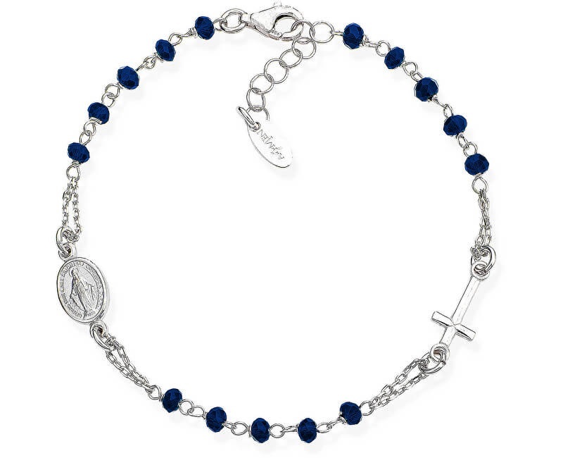 Amen Originálny strieborný náramok s kryštálmi Rosary BROBBL3 modrá, strieborná