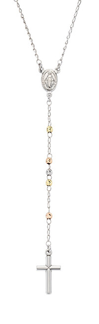 Amen Stříbrný tricolor náhrdelník růženec Rosary CRO30BBRGD