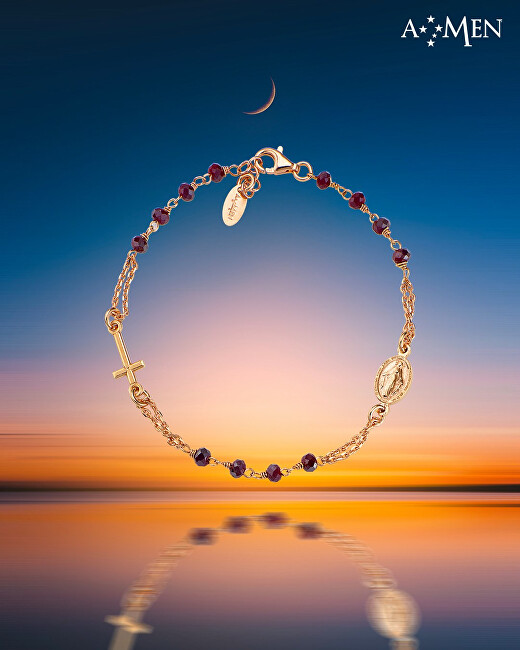 Amen Originálny strieborný náramok s kryštálmi Rosary BROBBL3 modrá, strieborná