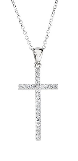 Amen Strieborný náhrdelník so zirkónmi Sacred Crosses CLCRDOBBNZ (retiazka, prívesok)