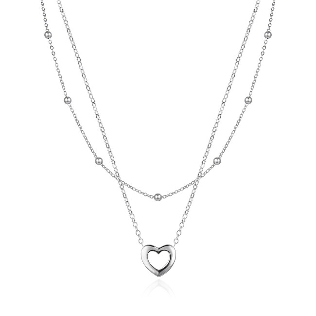 Agato Dvojitý stříbrný náhrdelník se srdíčkem AGS1552