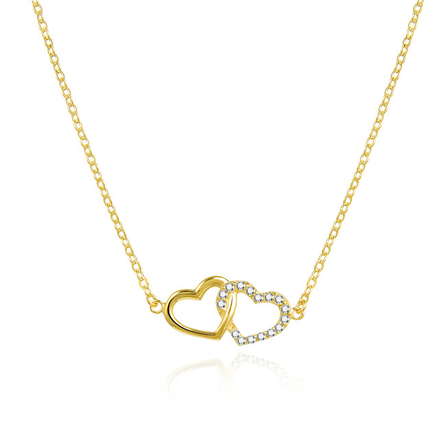 Agato Půvabný pozlacený náhrdelník se srdíčky AGS1499/47-GOLD