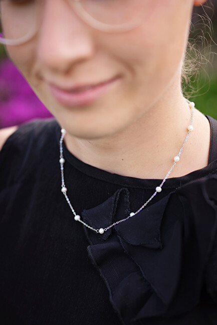 Agato Elegantní stříbrný náhrdelník s perlami AGS1584/47P