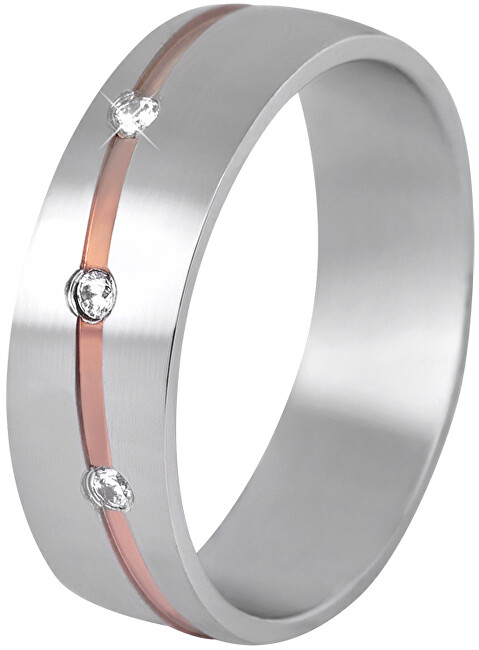 Beneto Dámský bicolor snubní prsten z oceli SPD07 51 mm