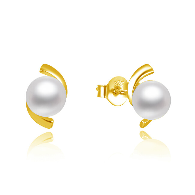 Beneto Elegantní pozlacené perlové náušnice AGUP2668P-GOLD