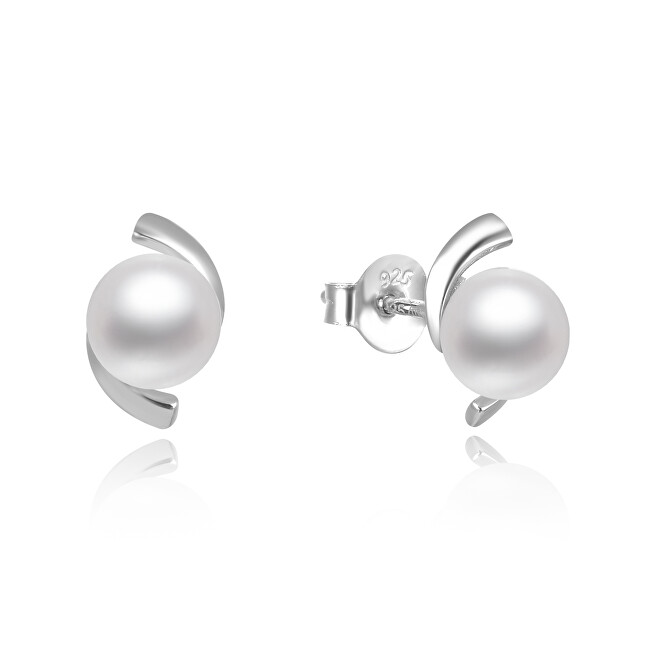 Beneto Elegantní stříbrné perlové náušnice AGUP2668P