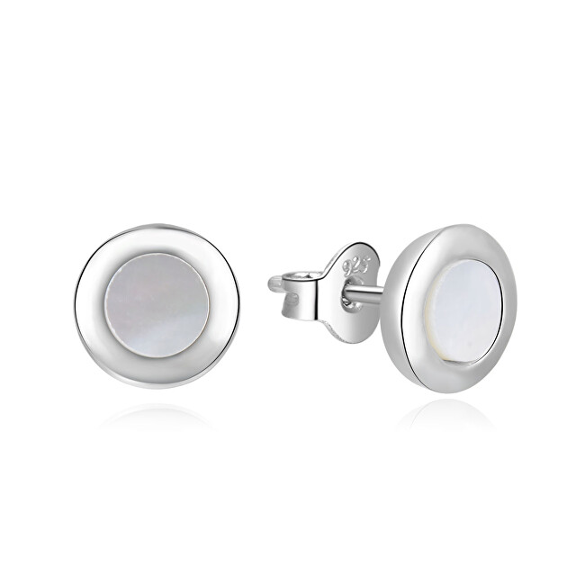 Beneto Minimalistické stříbrné náušnice s perletí AGUP2356L