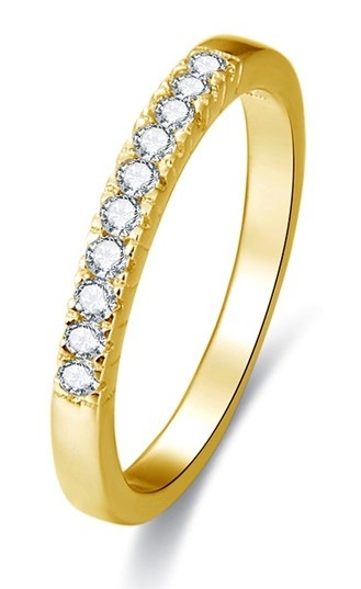 Beneto Pozlacený stříbrný prsten s krystaly AGG189 56 mm