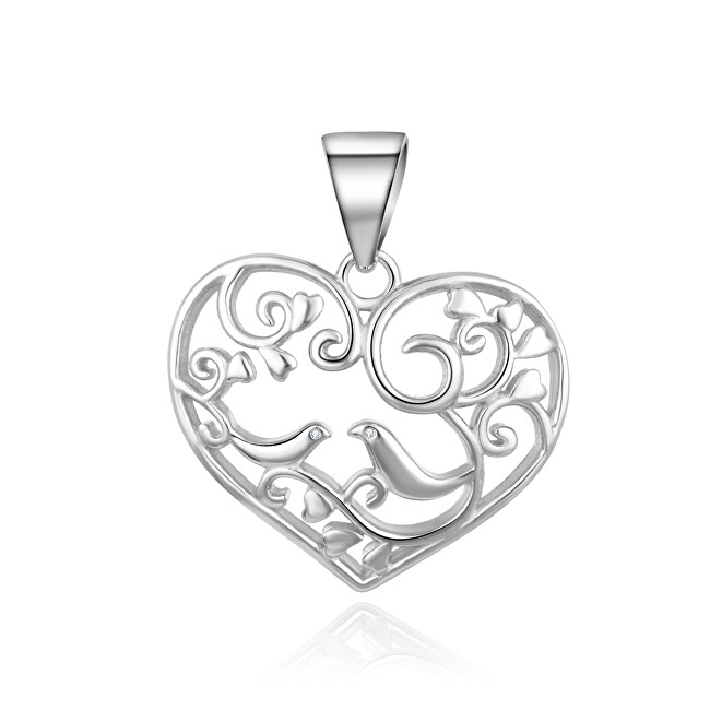 Beneto Romantický stříbrný přívěsek ve tvaru srdce AGH673