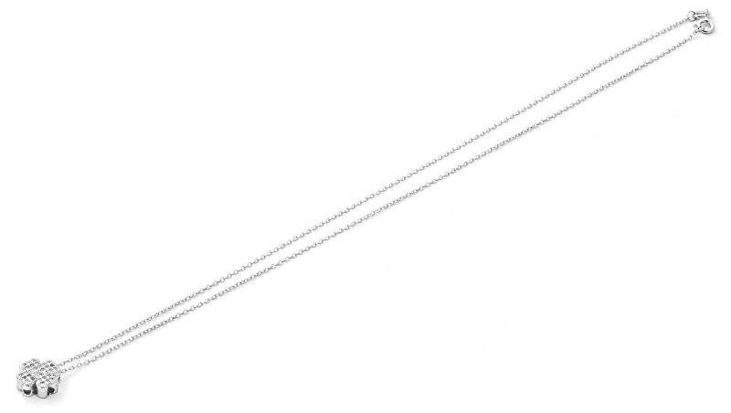 Beneto Stříbrný náhrdelník Čtyřlístek se zirkony AAGS162/45 (řetízek, přívěsek)
