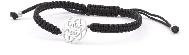 Beneto Exclusive Stylový černý šňůrkový náramek Mandala AGB545