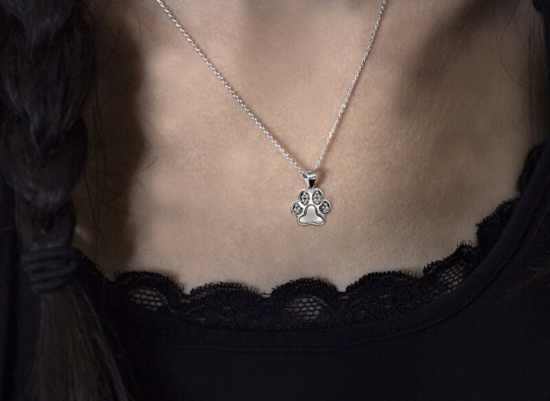 Beneto Stříbrný náhrdelník s tlapkou AGS527/47 (řetízek, přívěsek)