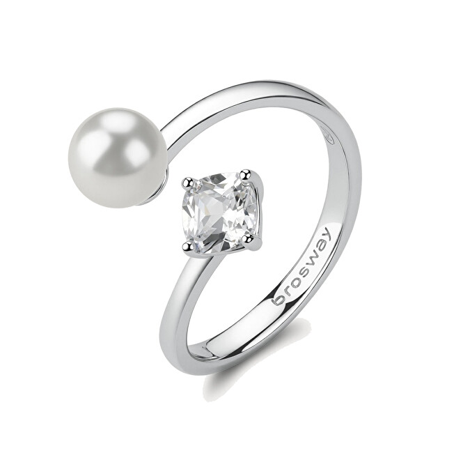 Brosway Půvabný stříbrný otevřený prsten Infinite White Fancy FIW147