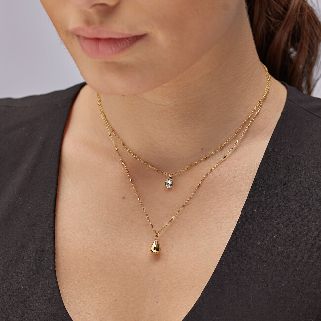 Brosway Dvojitý pozlacený náhrdelník Tear Drop Perfect BPC37