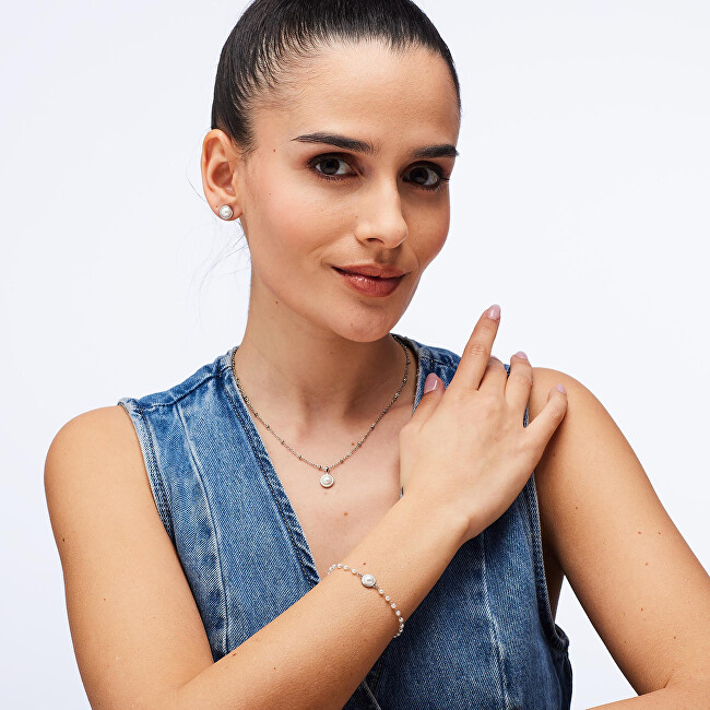 Brosway Ocelové peckové náušnice s perličkami Essential BNL148