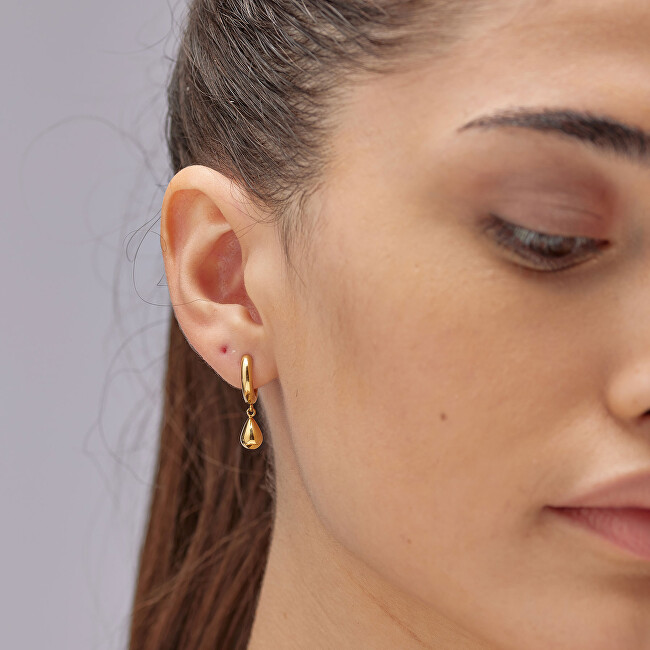 Brosway Pozlacené kruhové náušnice s přívěsky Tear Drop Perfect BPC45