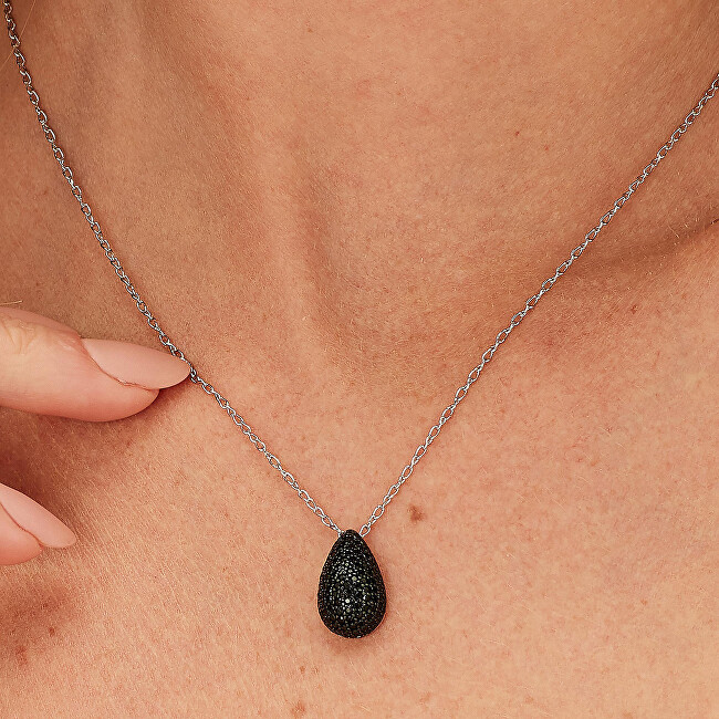 Brosway Stříbrný náhrdelník se zirkony Tear Drop Mystery Black Fancy FMB121
