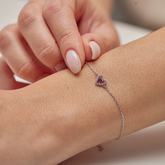 Brosway Stříbrný náramek Srdíčko se zirkony Passion Ruby Fancy FPR129