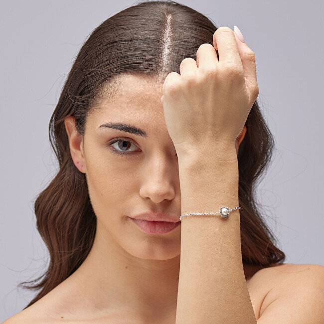 Brosway Třpytivý stříbrný náramek s perlou Infinite White Fancy FIW138