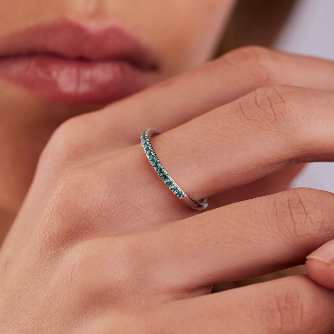 Brosway Třpytivý stříbrný prsten Fancy Aqua Green FAG21