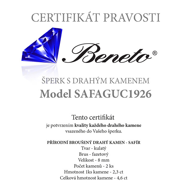 Beneto Exclusive Stříbrné náušnice se safíry SAFAGUC1926