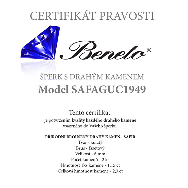 Beneto Exclusive Stříbrné náušnice se safíry SAFAGUC1949